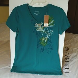 Sonoma Life+Style Teal Short Sleeve V-neck Tee
